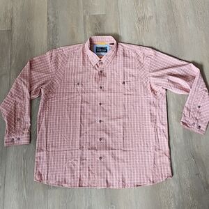 ORVIS Mens Orange/Peach Plaid Long Sleeve Button Up Shirt Size XXL, Active Fit